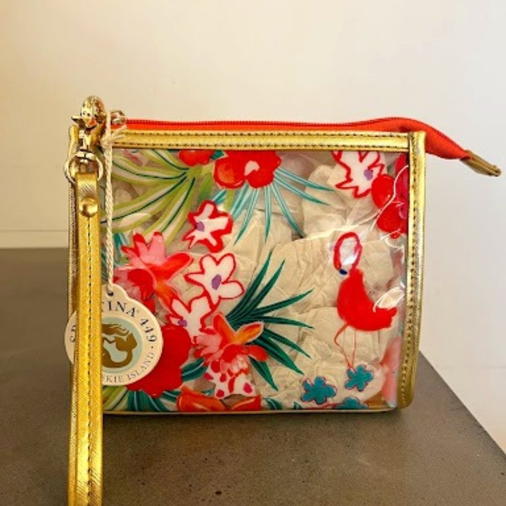 Spartina Retreat Flamingo Floral Beach Wristlet